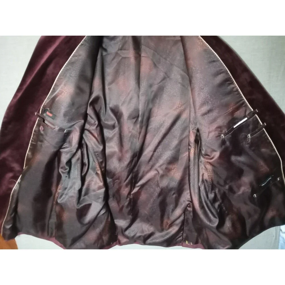 Linea Uomo Blazer 56R Velvet Burgundy Blazer Sport Coat  Regular NWT New